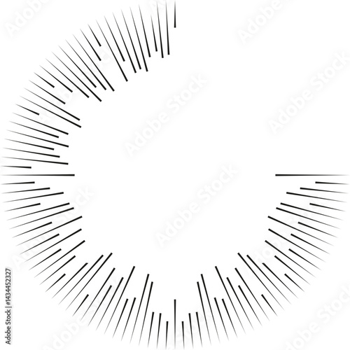 Rays tapering outward from the empty center.