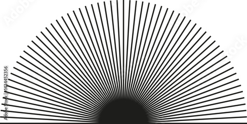 Semi-circle shape with rays and an empty center.