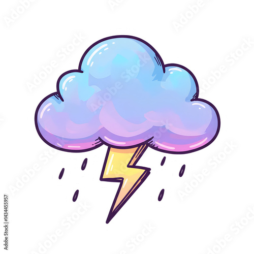 Hand drawn Thunder strom isolated on transparent background