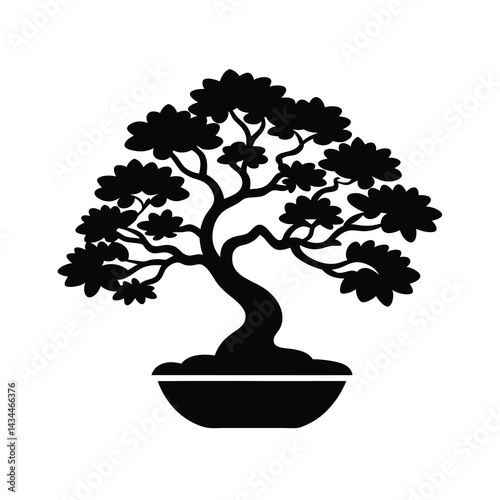 Elegant Bonsai Tree Line Art Icon