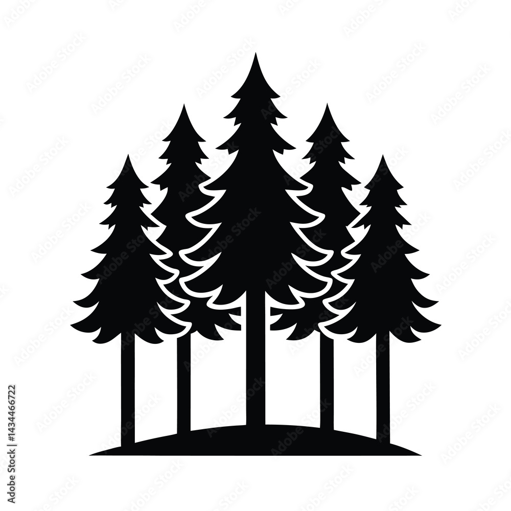Fototapeta premium Forest Trees Vector Icon in Clean Silhouette Style