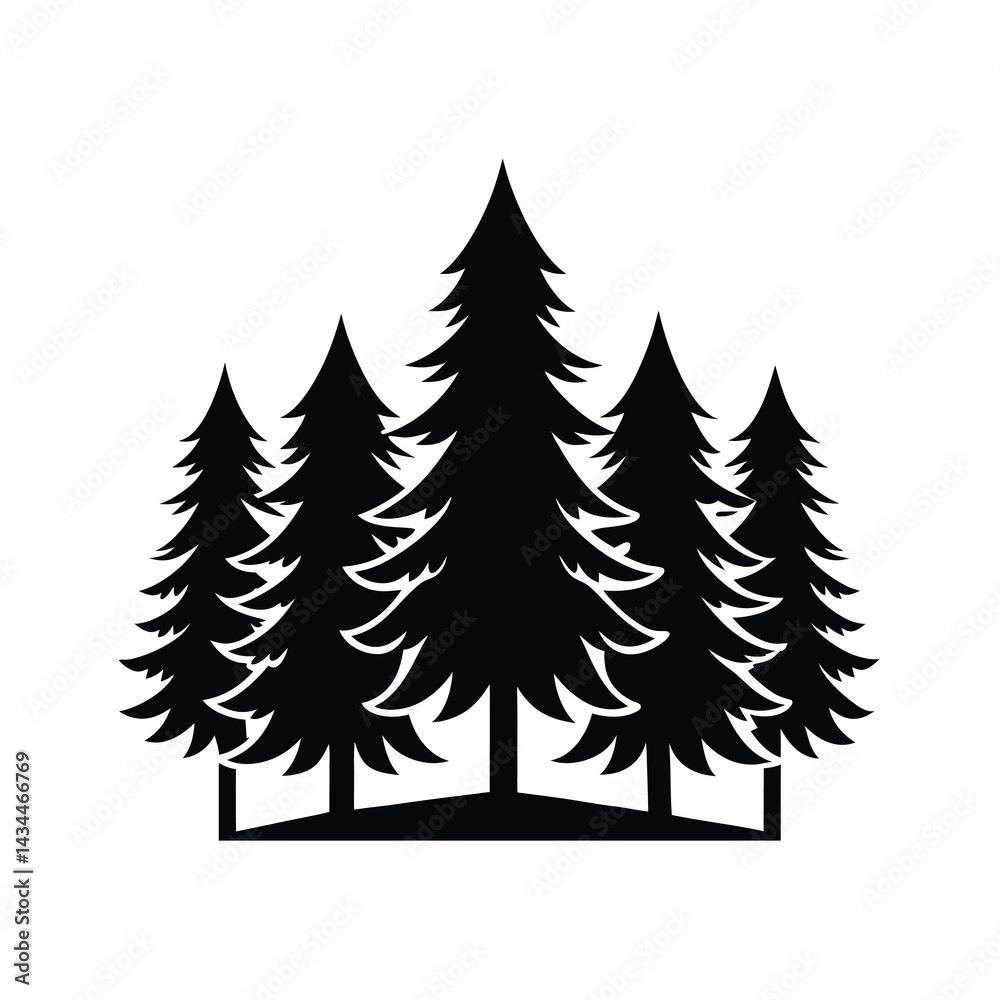 Fototapeta premium Vector Forest Tree Silhouette Design