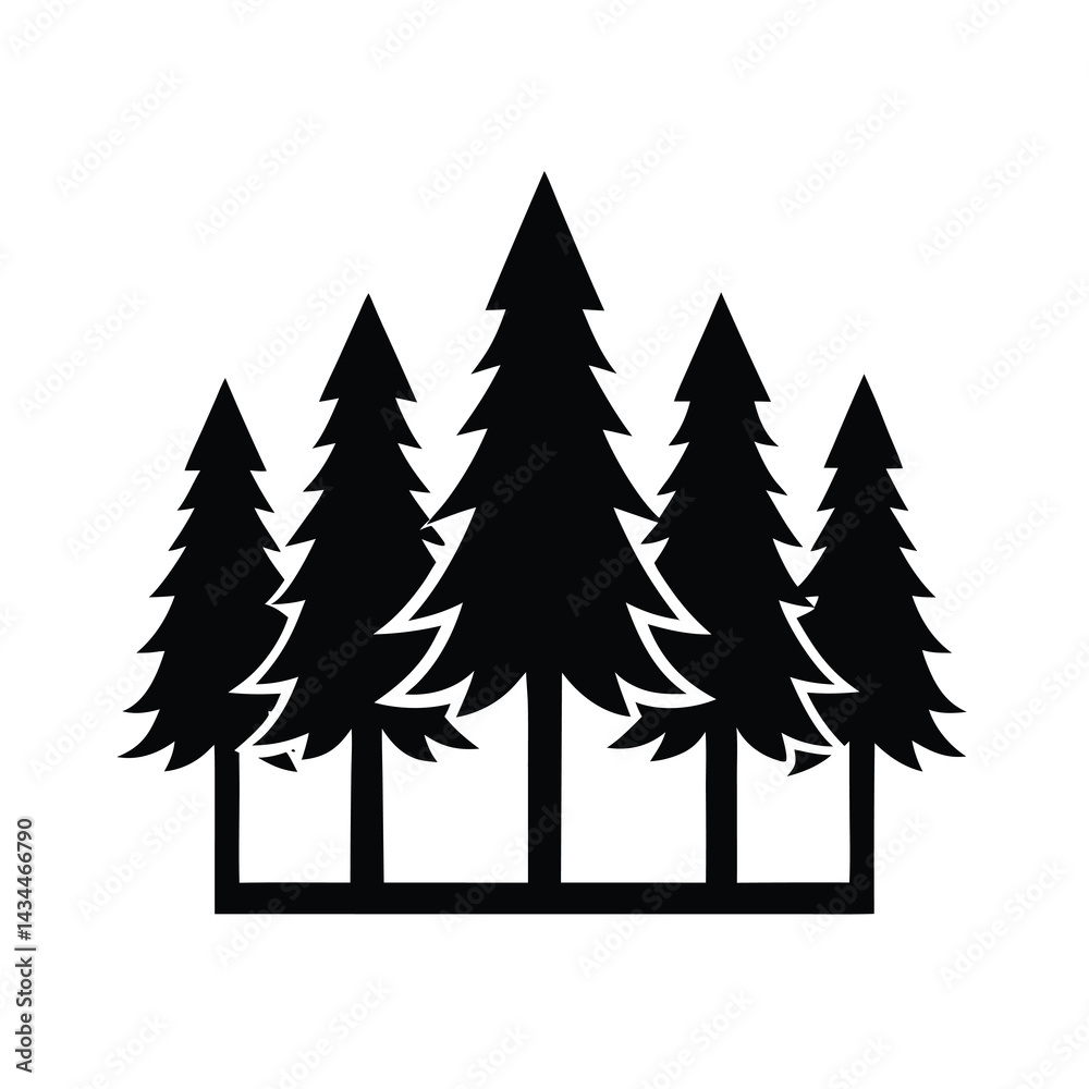 Fototapeta premium Clean Silhouette Style Forest Tree Illustration