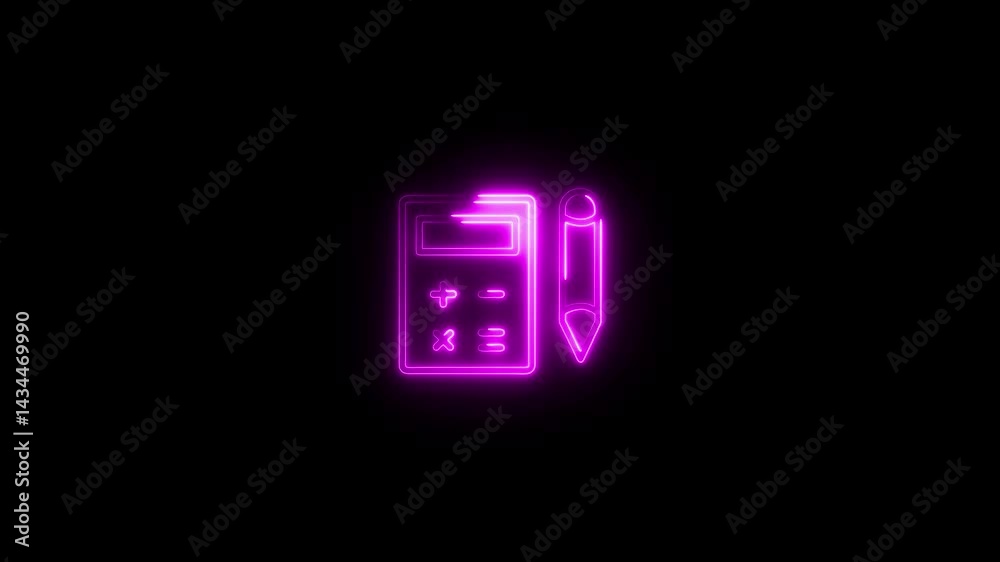 glowing neon accounting icon animation black background. 4K Video motion graphic animation. glowing neon accounting icon animation black background. 4K Video motion graphic animation.