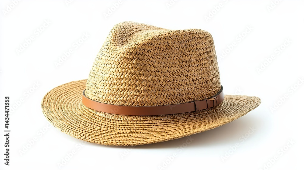 Stylish Straw Fedora Hat Summer Beach Accessory Brown Leather Band Woven Texture Natural Light Beige Casual Headwear Fashionable Sun Protection Stylish Straw Fedora Hat Summer Beach Accessory Brown Leather Band Woven Texture Natural Light Beige Casual Headwear Fashionable Sun Protection