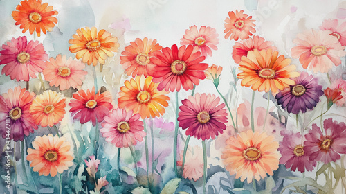 Wallpaper Mural watercolor botanical Gerbera flowers texture template background.Elegant wedding invitation card background . Minimal hand painted Design for wedding or Valentine's Day
 Torontodigital.ca