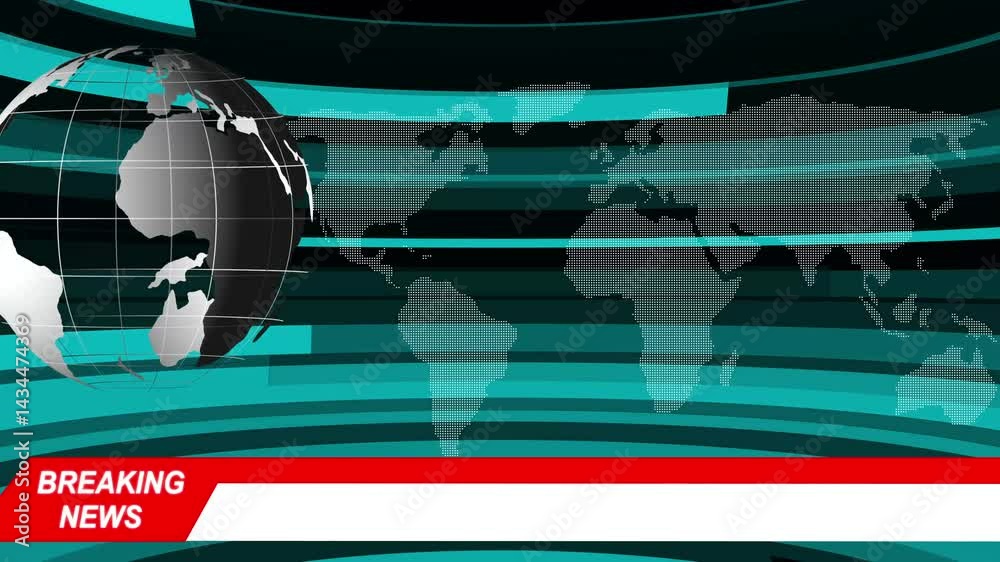 Digital world news background animation. 4K Broadcast Graphics Breaking News Broadcast TV Animation Graphic Title animation, international news background animation, Digital world news background 