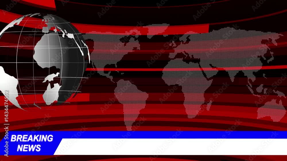Digital world news background animation. 4K Broadcast Graphics Breaking News Broadcast TV Animation Graphic Title animation, international news background animation, Digital world news background 