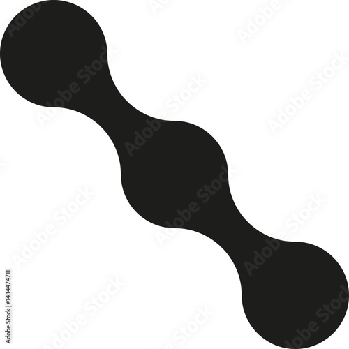 Three circles with black fills merged together in a straight line, with smooth transitions and spaces between them.