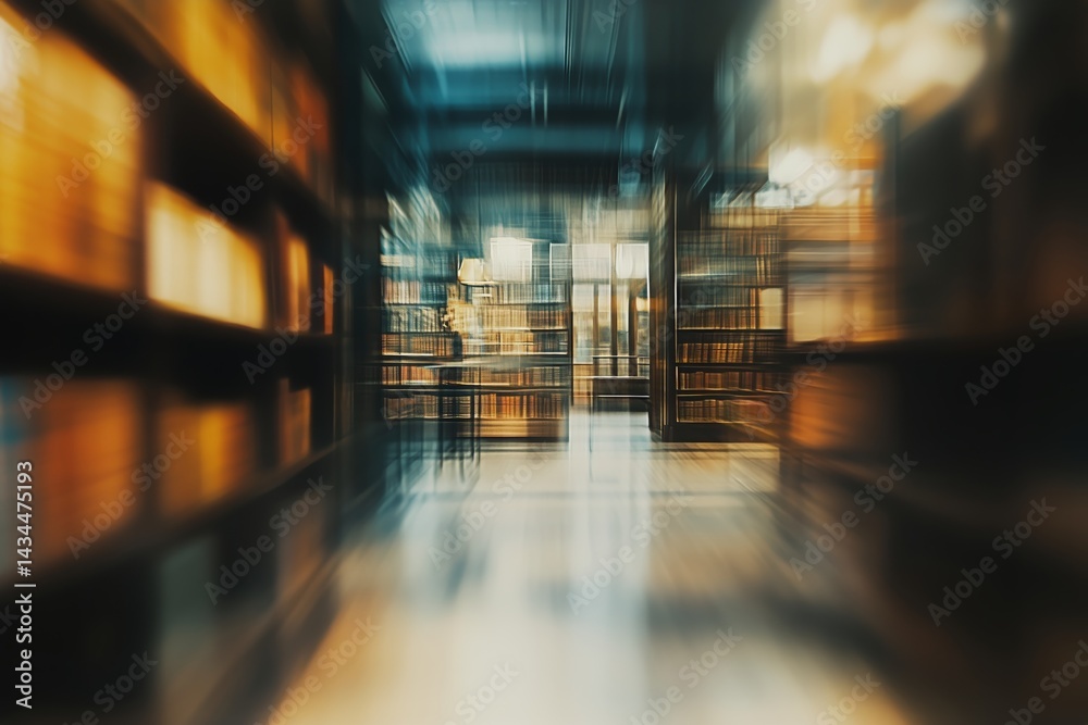 Exploring a Vast Library Filled With Bookshelves and Warm Light in an Inviting Study Space