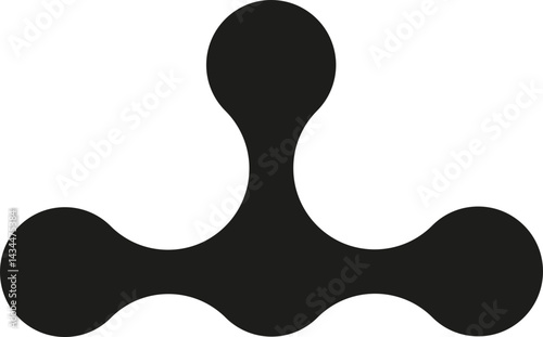 Perpendicular arrangement of fused circles with black fills and visible spacing between them.