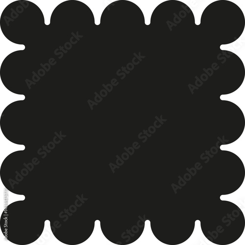 Squared cloud shape composed of 16 black-filled merged circles with even spacing.