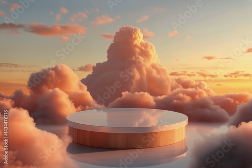 Cloud Platform at Sunset With Soft Colors and Serene Atmosphere in Dreamy Lan...