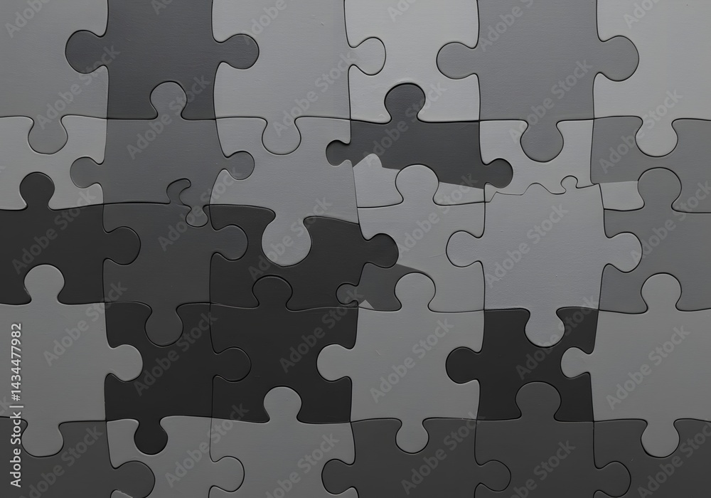 Puzzle Pieces Illustration Gray Jigsaw Puzzle Background, Problem Solving, Collaboration, Abstract Concept, Connectedness. Puzzle Pieces Illustration Gray Jigsaw Puzzle Background, Problem Solving, Collaboration, Abstract Concept, Connectedness.