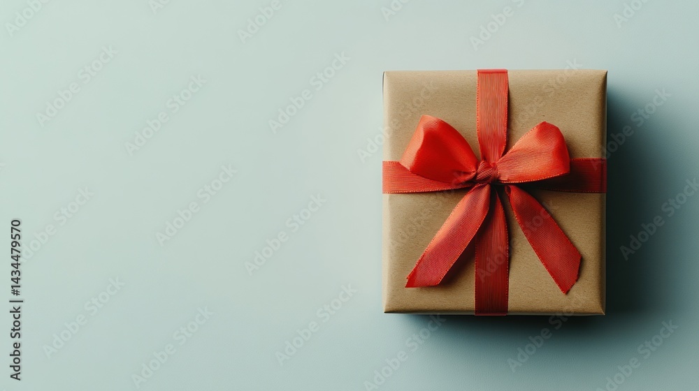 Simple gift box with red ribbon Simple gift box with red ribbon