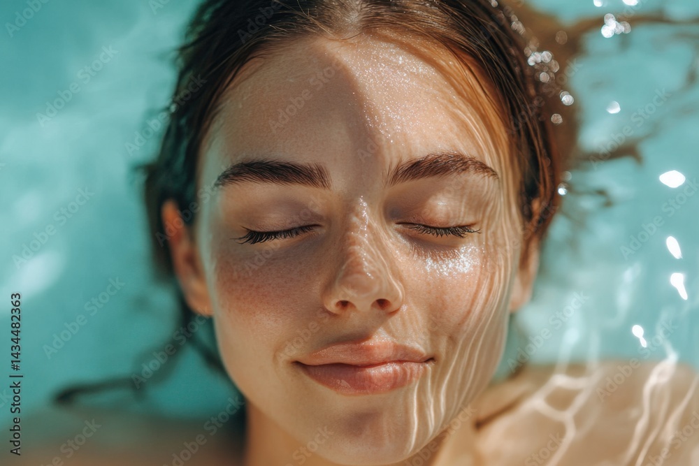 Peaceful Woman Relaxing in Water