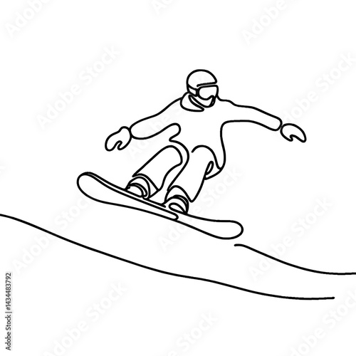 Snowboarder Performing Tricks on a Slope in Minimalist Style  