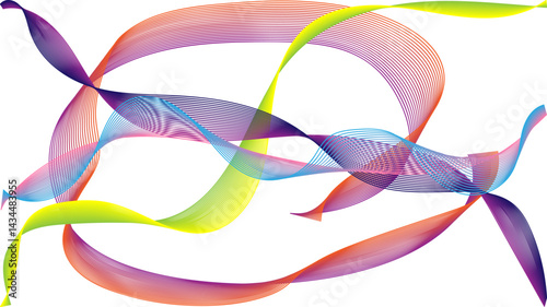 Abstract multicolored whimsical wavy lines.