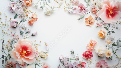 watercolor botanical Lisianthus flowers texture template background.Elegant wedding invitation card background . Minimal hand painted Design for wedding or Valentine's Day