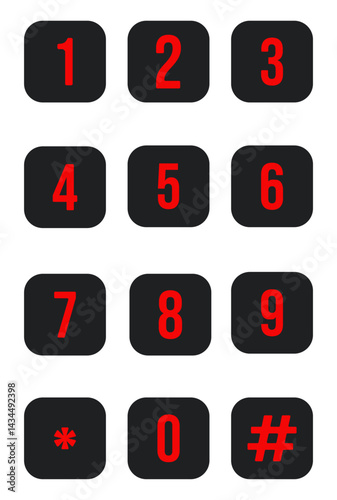 Numeric keypad button isolated on white background
