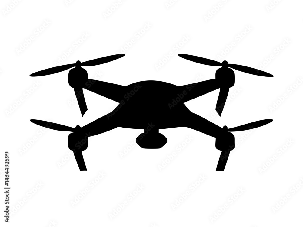 Fototapeta premium Quadcopter Drone Aerial Silhouette Icon