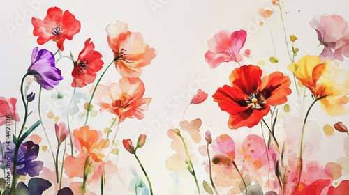 watercolor botanical Lisianthus flowers texture template background.Elegant wedding invitation card background . Minimal hand painted Design for wedding or Valentine's Day