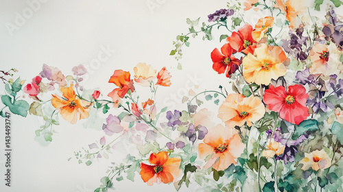 Wallpaper Mural watercolor botanical Lisianthus flowers texture template background.Elegant wedding invitation card background . Minimal hand painted Design for wedding or Valentine's Day Torontodigital.ca
