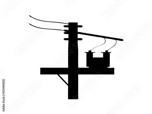 Utility Power Pole Transformer Silhouette Icon