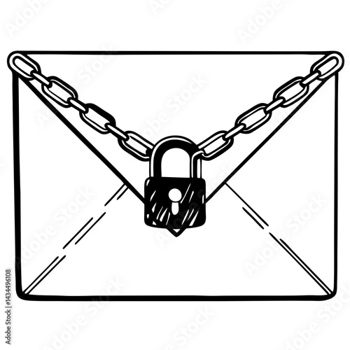 Envelope wrapped with digital chain and padlock vector icon. Secure email encryption logo.