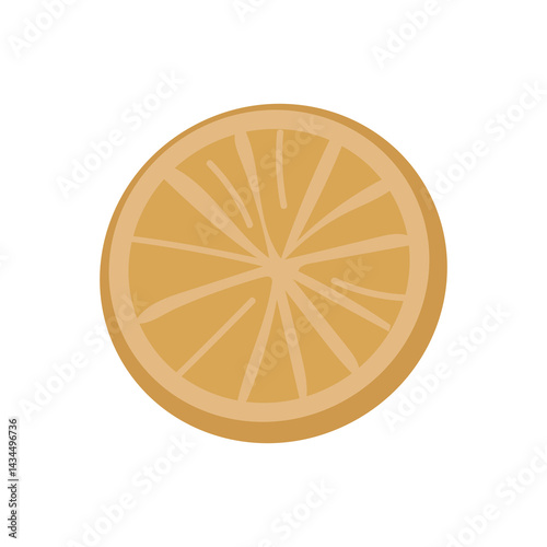 Orange slice in flat design. Ripe and juicy citrus fruit in cross section. Vector illustration isolated.