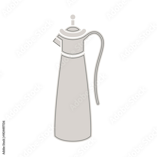Vintage coffee pot in flat design. Retro coffeemaker for morning beverage. Vector illustration isolated.