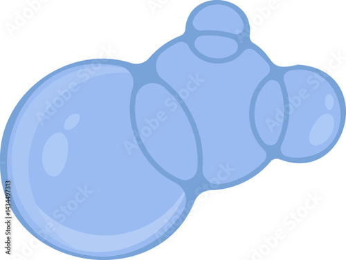 Four overlapping blue soap bubbles with reflections, forming a cohesive circular group.