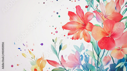 watercolor botanical Lisianthus flowers texture template background.Elegant wedding invitation card background . Minimal hand painted Design for wedding or Valentine's Day
