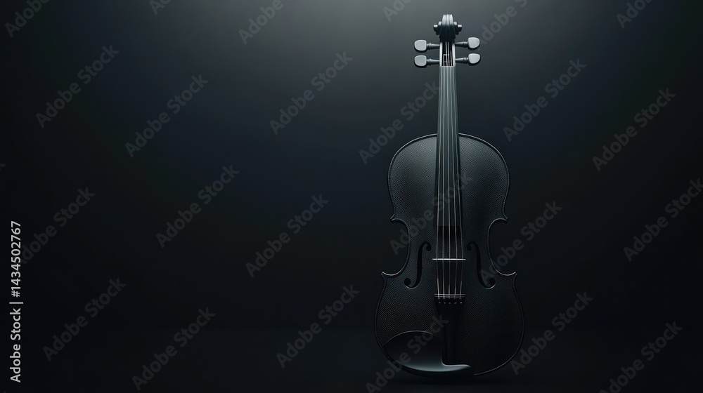 Naklejka premium Elegant violin. Musical instrument, dark background, for symphony concert or poster