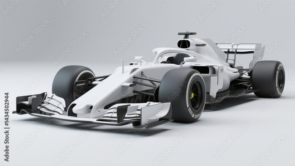 Obraz premium clean white f1 car on white backdrop.