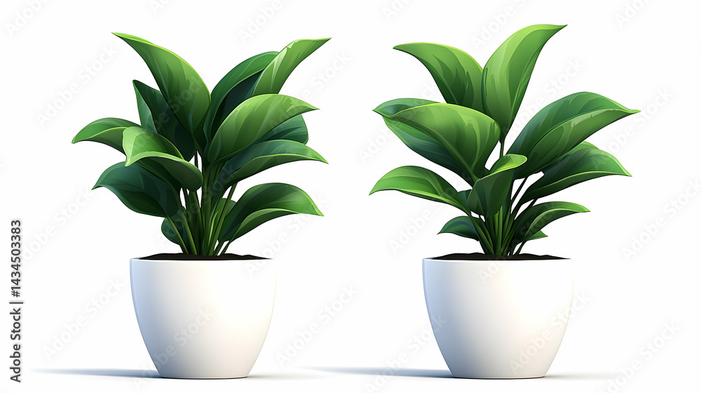 Two Golden Pothos Plants in White Pots