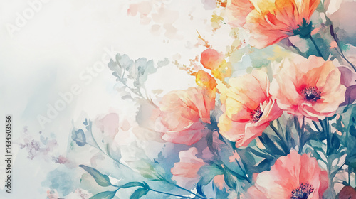 watercolor botanical Lisianthus flowers texture template background.Elegant wedding invitation card background . Minimal hand painted Design for wedding or Valentine's Day
