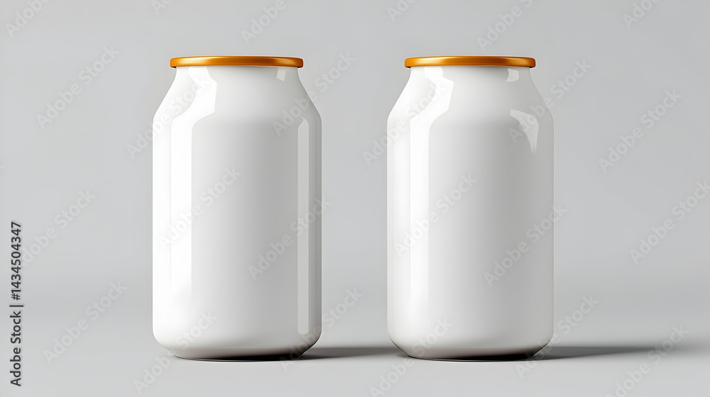 Two White Blank Soda Cans Mockup