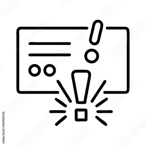 Warning Icon with Exclamation Mark and Alert Symbol  