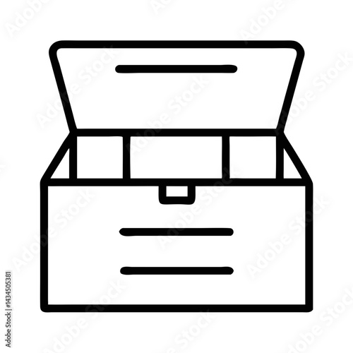 Open storage box outline for organization and decluttering  