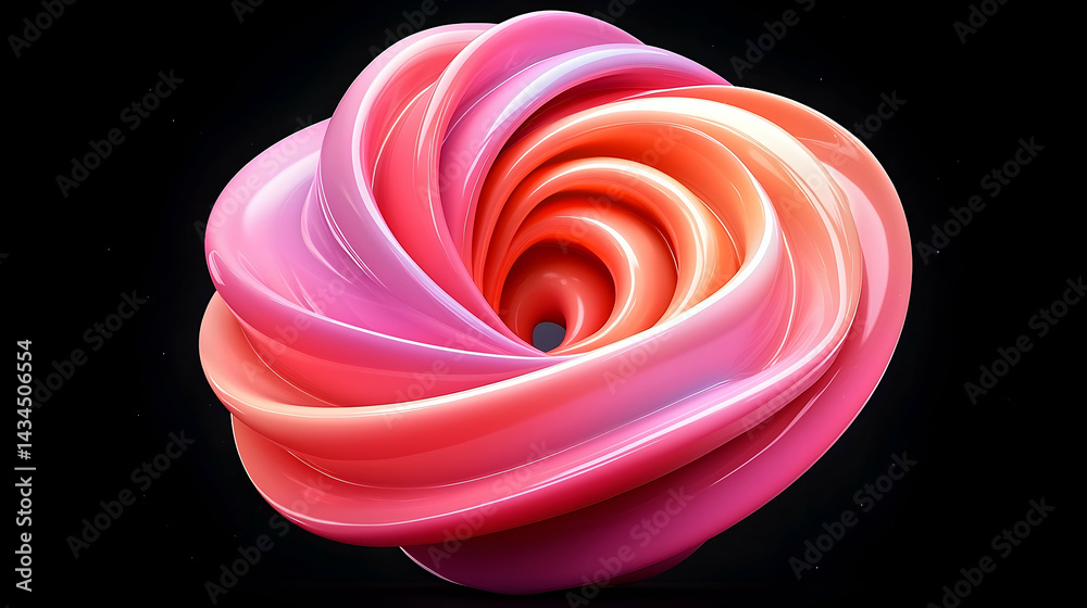 Vivid Pink Orange Spiral Galaxy with Bright Core