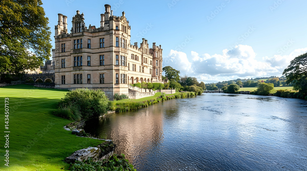 Warwick Castle on the River in the UK