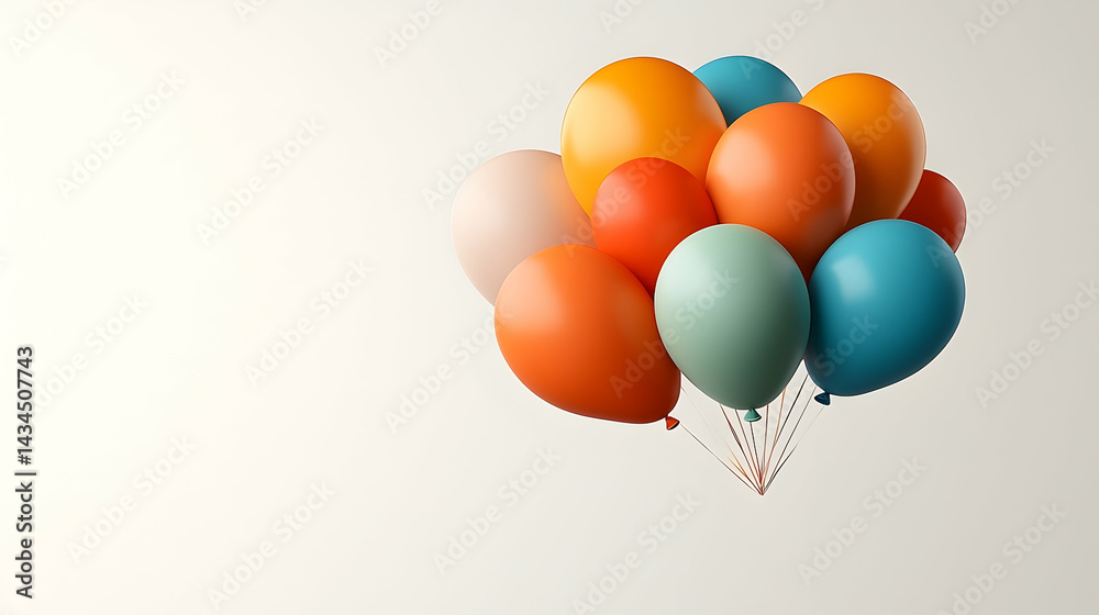 Whimsical Array of Multicolored Balloons on White Background