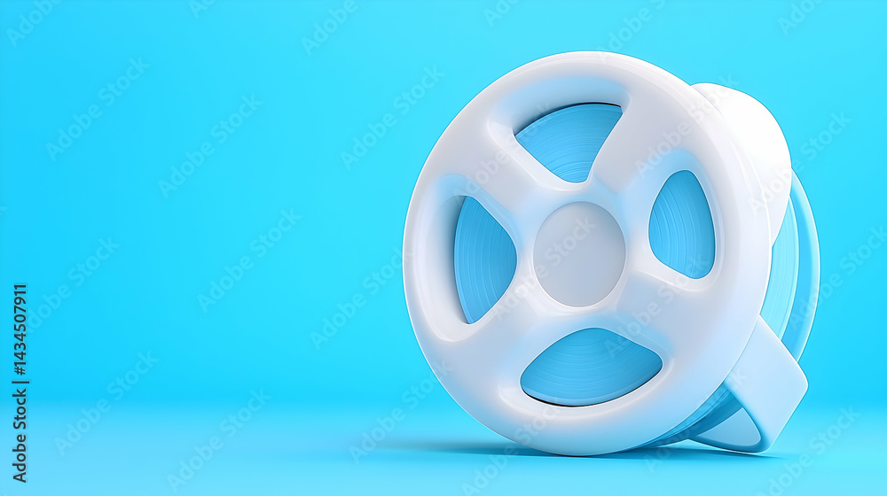 White and Light Blue Film Reel 3D Render