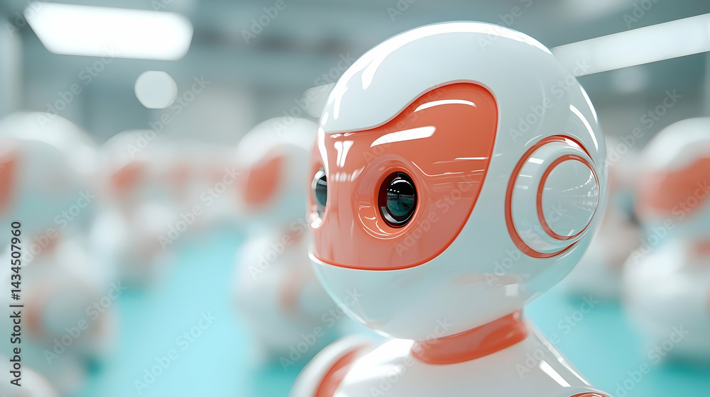 White and Orange Robots on Assembly Line in Modern Factory