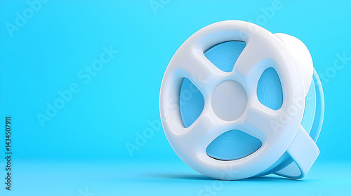 Obraz na płótnie White and Light Blue Film Reel 3D Render w salonie