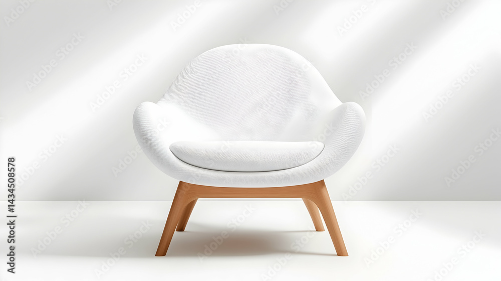 White Cozy Armchair with Pillows in Soft Light