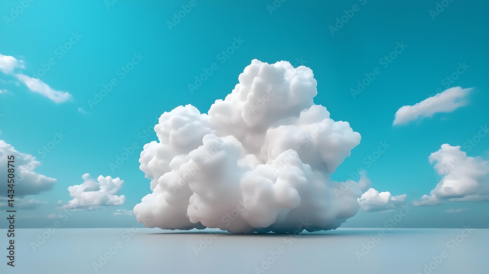 White Cumulus Clouds Against a Vibrant Blue Sky