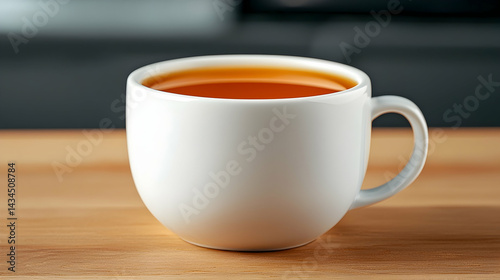 Obraz na płótnie White Cup of Tea on Wooden Table w salonie