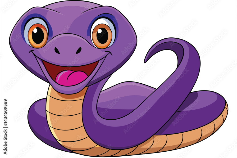 Fototapeta premium vector illustration of a cartoon-style cobra snake.